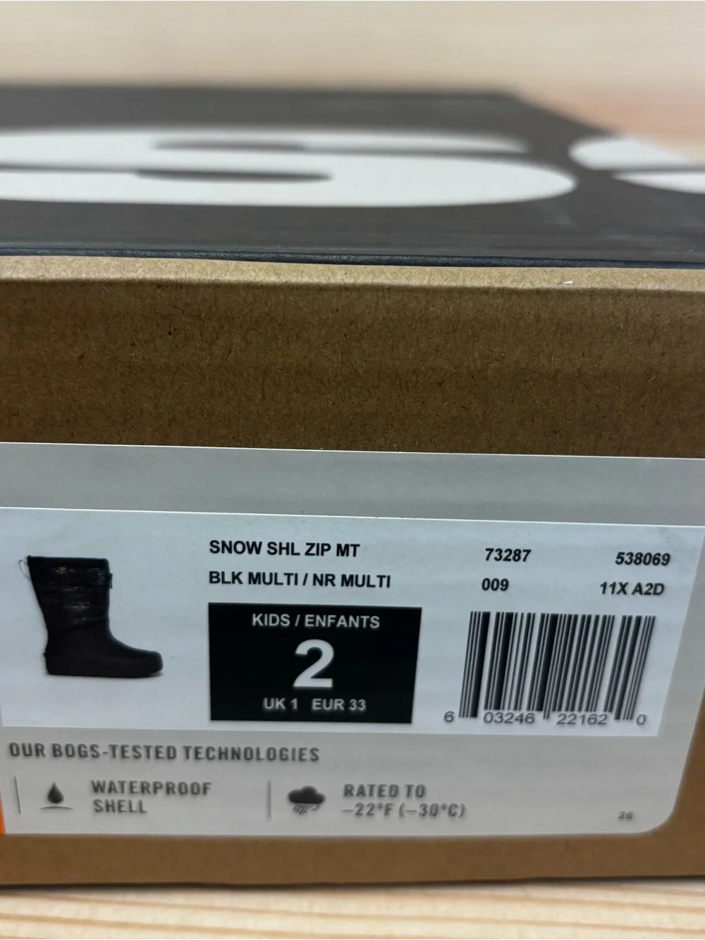 Bogs‎ Snow Shell Zip Girl's Metallic Stripes Insulated Winter Boots Sz 2 Youth